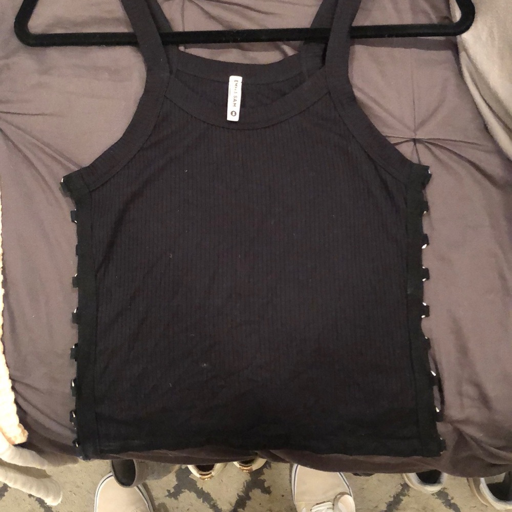 Black tank top side cutouts
